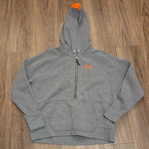 Under Armour Zip-Up Gray Sweater with Orange Accents